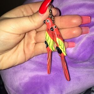 VINTAGE WOODEN PARROT EARRINGS